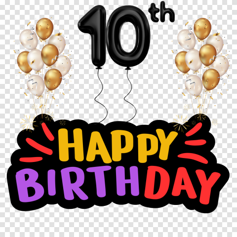 10th Birthday Png Colorful Text Png Hd Clipart