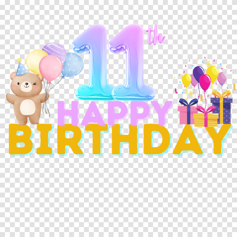 11th Colorful Happy Birthday Text Png Clipart