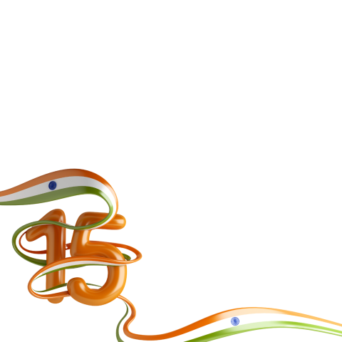 15th August with a festive design in red, white, and green colors Png Clipart