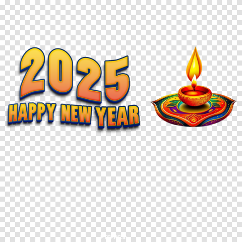 2025 Happy New Year Creative Text Free Png