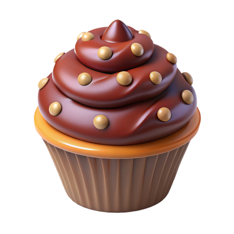 3D Chocolate cup cake Pg Clipart transparent Background