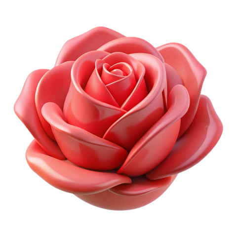 3D Red Rose flower png transparent background