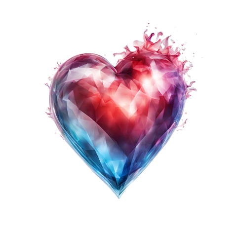 A heart shaped diamond with a water splash, heart Png