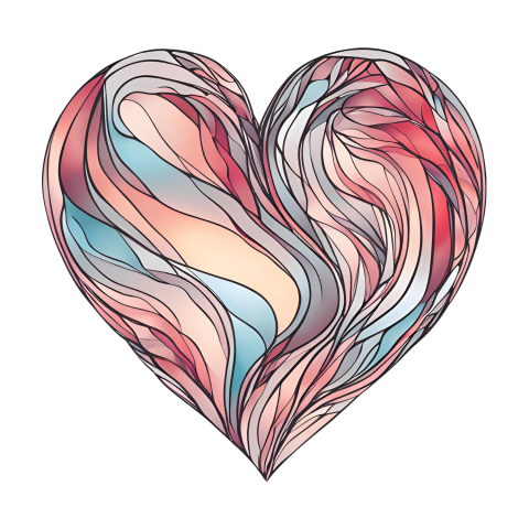 Abstract heart shaped painting with swirl pattern, heart Png