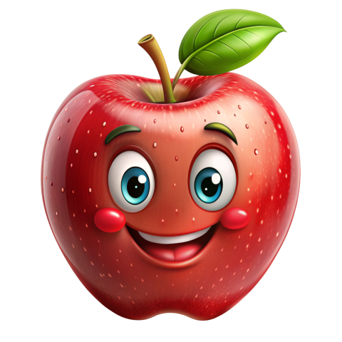 Apple fruit cartoon character png transparent background
