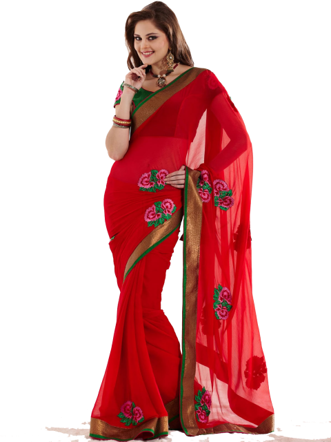 Beautiful Girl PNG in Red Saree Full HD