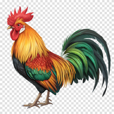 Big Colorful Rooster Png Image Transparent