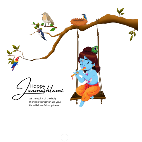 Cartoon depicting a young boy perched on a tree branch Krishna Janmashtami Png