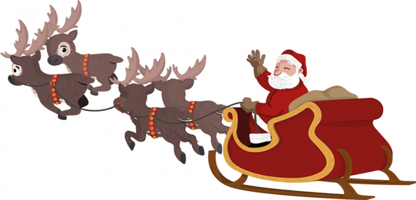 Christmas Santa Sleigh PNG HD Image