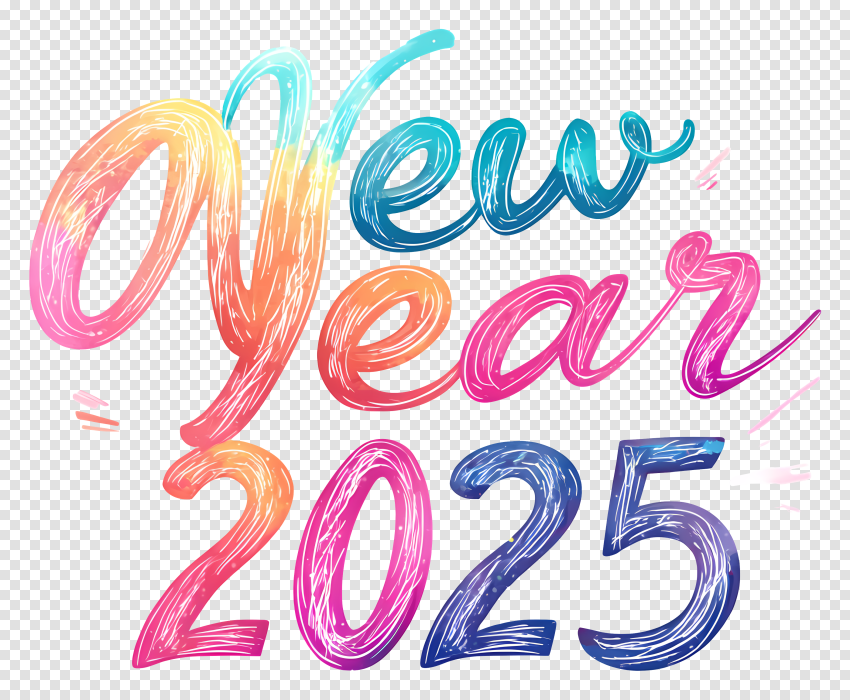 Clipart New Year 2025 Colorful Text Png