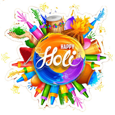 Colorful Happy Holi Text PNG Download  Free