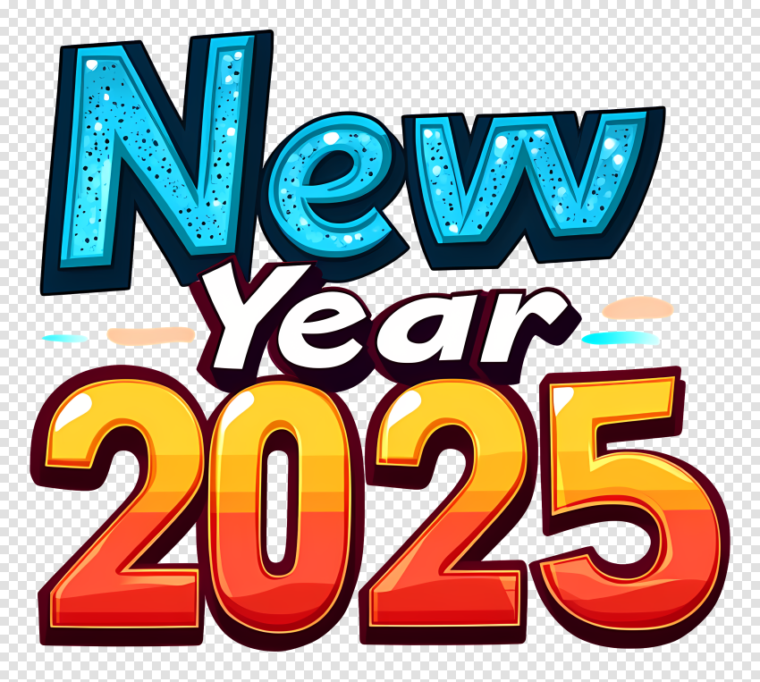 Colorful New Year 2025 Png Clipart Text