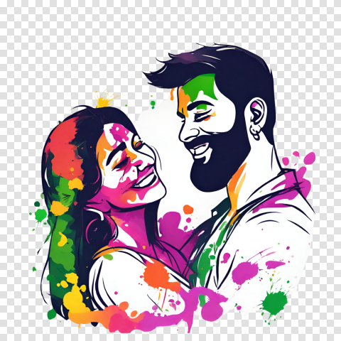 Couple Png Image For Happy Holi Colorful Image Hd