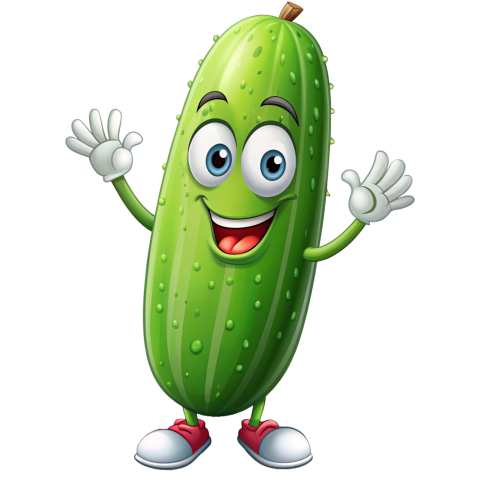 Cucumber fruit cartoon character png transparent background