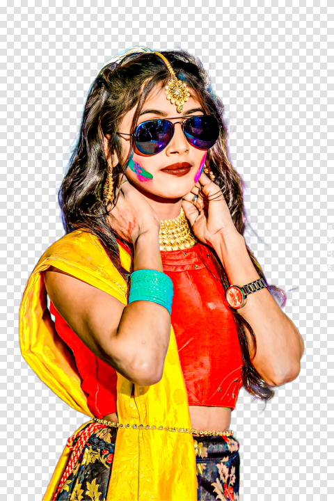 Cute Indian Girl Png Holi Celebrate Image Download