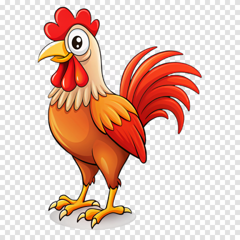 Cute Red Rooster Illustration Transparent Image
