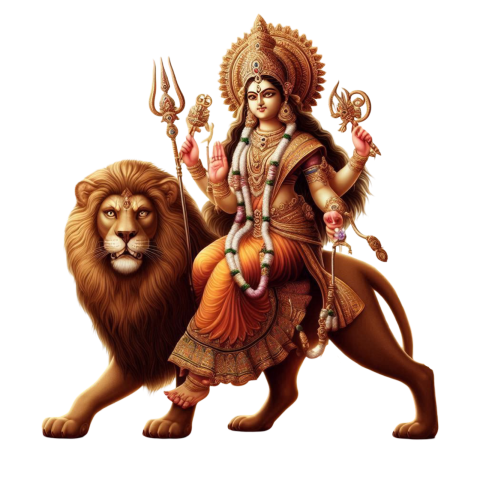 Download Durga Maa png image sitting on a tiger