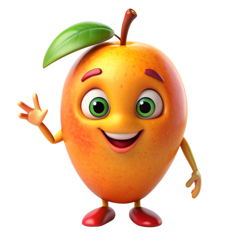 Download Mango fruit cartoon character png transparent background