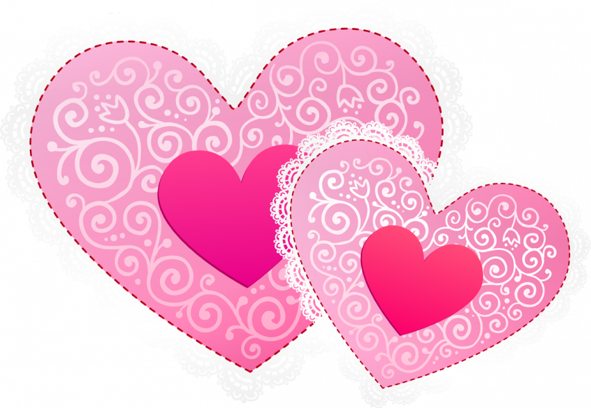 Elegant Wedding Heart Clipart PNG Pink