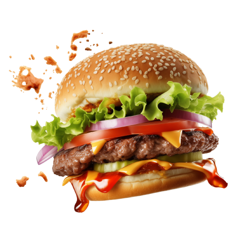 Flying burger png image CLipart Editing Stock