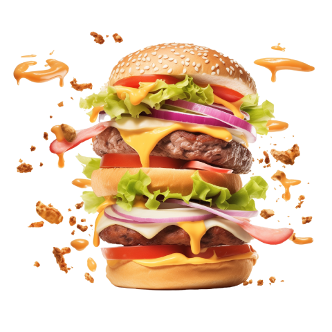Free Clipart Big Size Flying Burger Png Image