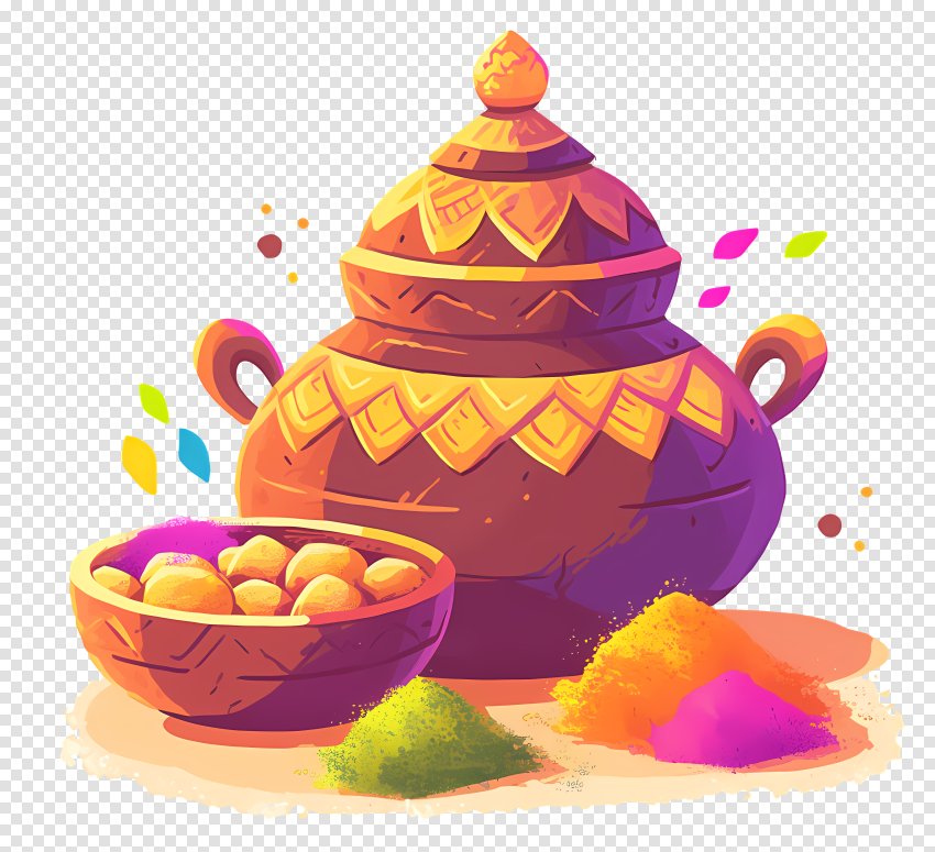 Free Holi Festival Pot Pngtransparent Background