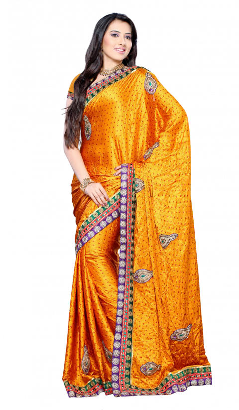 Girl PNG in Yellow Saree Free Download Full HD