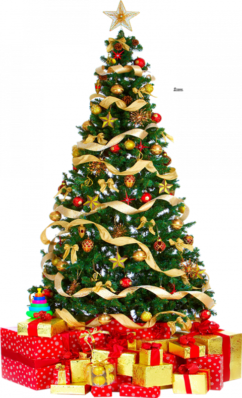 Gold Christmas Tree PNG Images Download