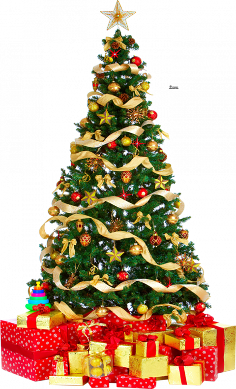 Gold Christmas Tree PNG Images Full HD