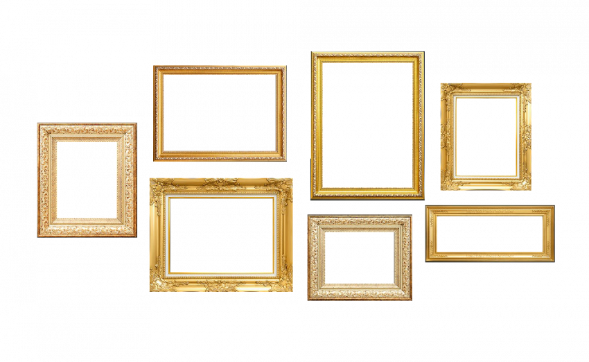 Gold collage Picture Frame Design PNG