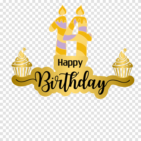 Golden 14th Birthday Png Free Stock Image