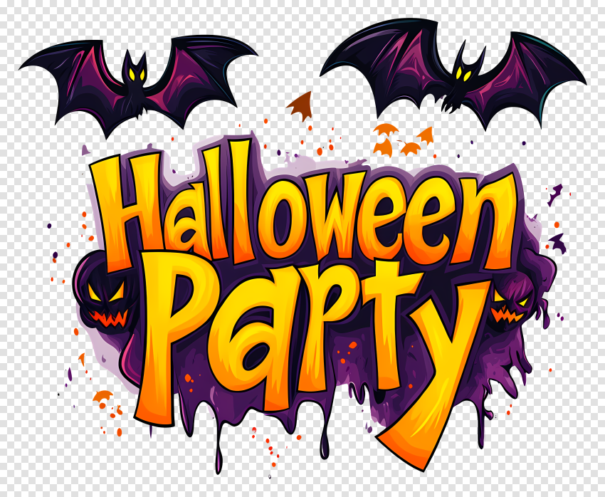 Halloween Party Colorful Text Png Vector Photo