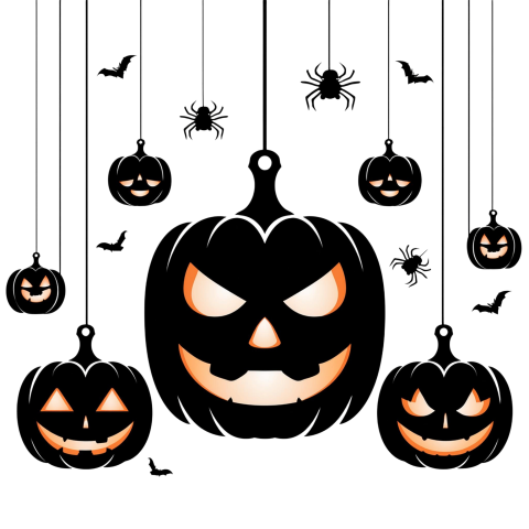 Halloween png, Hanging Pumpkins