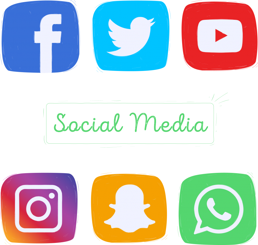 Hand drawn Social Media Icons PNG