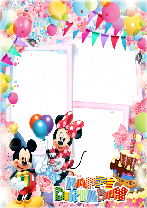 Happy Birthday frame with micy mouse