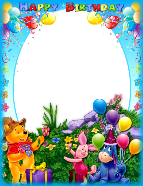 Happy Birthday frame with Winnie the Pooh