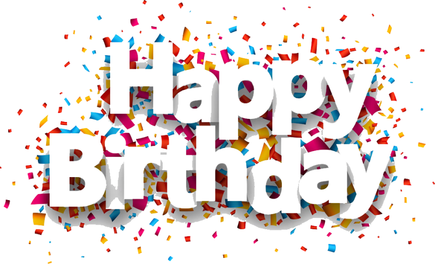Happy Birthday with Confetti Design HD Png