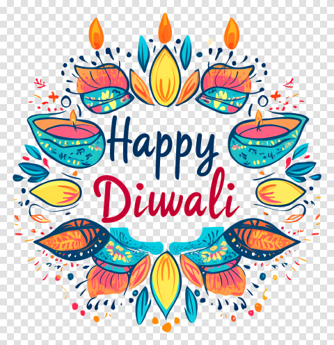 Happy Diwali For Colorful Diya Png