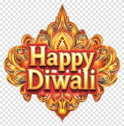 Happy Diwali Text With Colorful Design Png