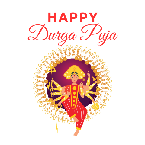 Happy Durga Puja Text Durga Ashtami Navaratri Png HD Editing