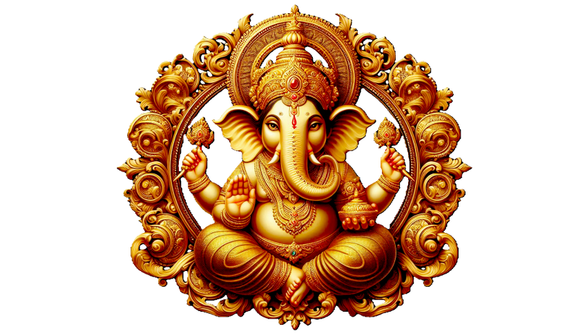 Happy ganesh Chaturthi gold Ganesha png image