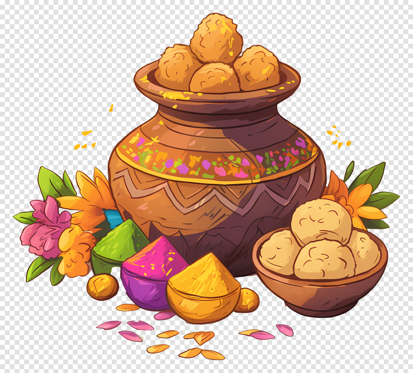 Happy Holi Festival Png Clipart Hd Colorful Pot Photo
