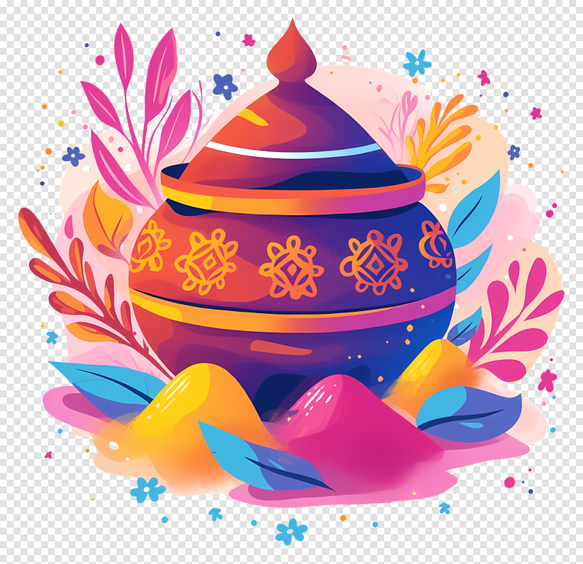 Happy Holi Festival Png Clipart Hd For Colorful Pot