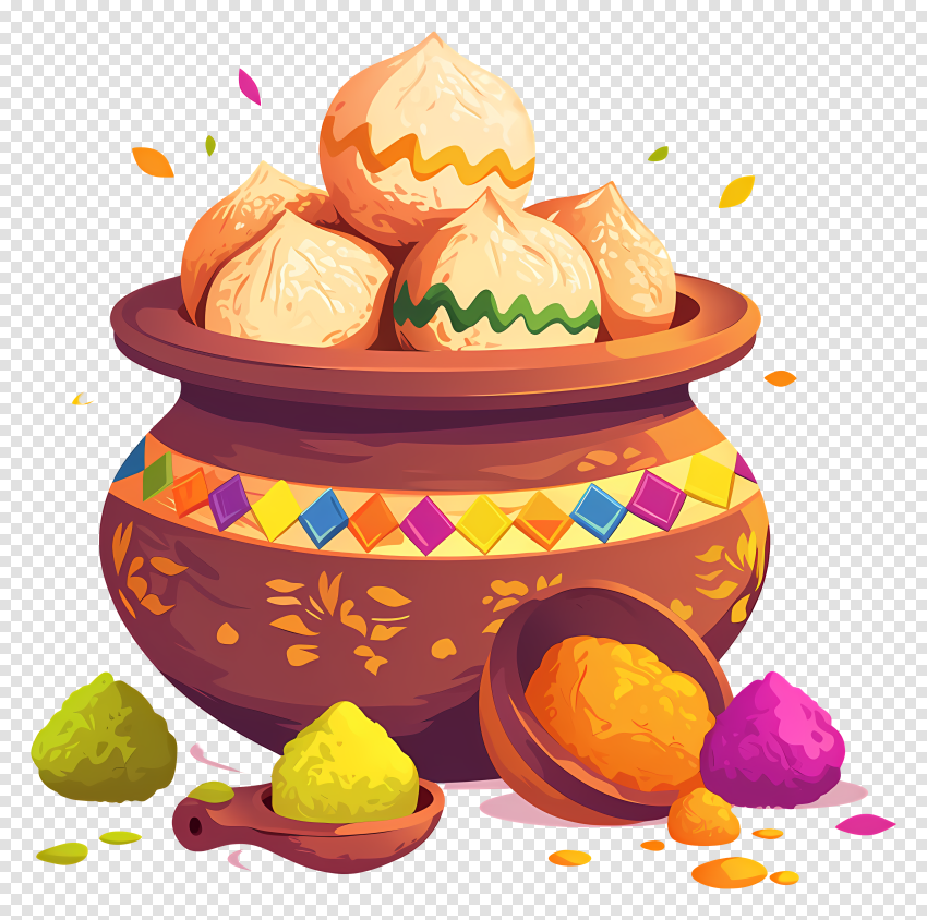 Happy Holi Festival Png Editing Cb Colorful Pot Image