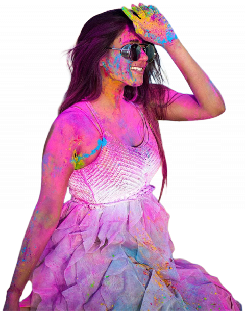 Happy Holi Girl PNG Transparent Images Download