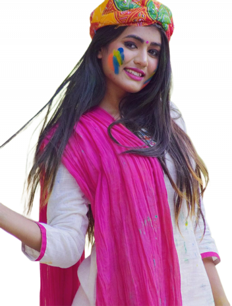 Happy Holi Girl PNG Transparent Images Download