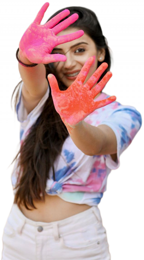 Happy Holi Girls PNG Transparent Background