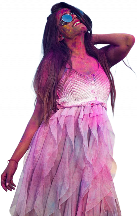 Happy Holi Girls PNG Transparent Background Free