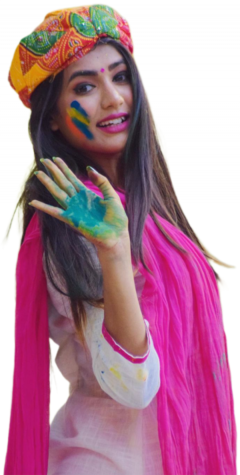 Happy Holi Girls PNG Transparent Background New