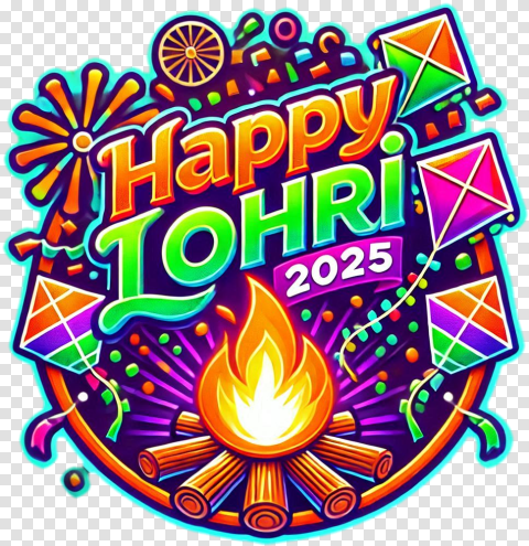 Happy Lohri 2025 Png With Lohri Greetings Message Hd